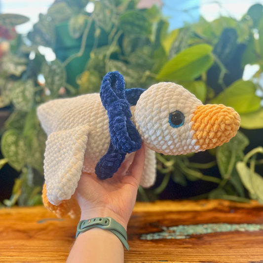 Goose Plushie - Blue Bow