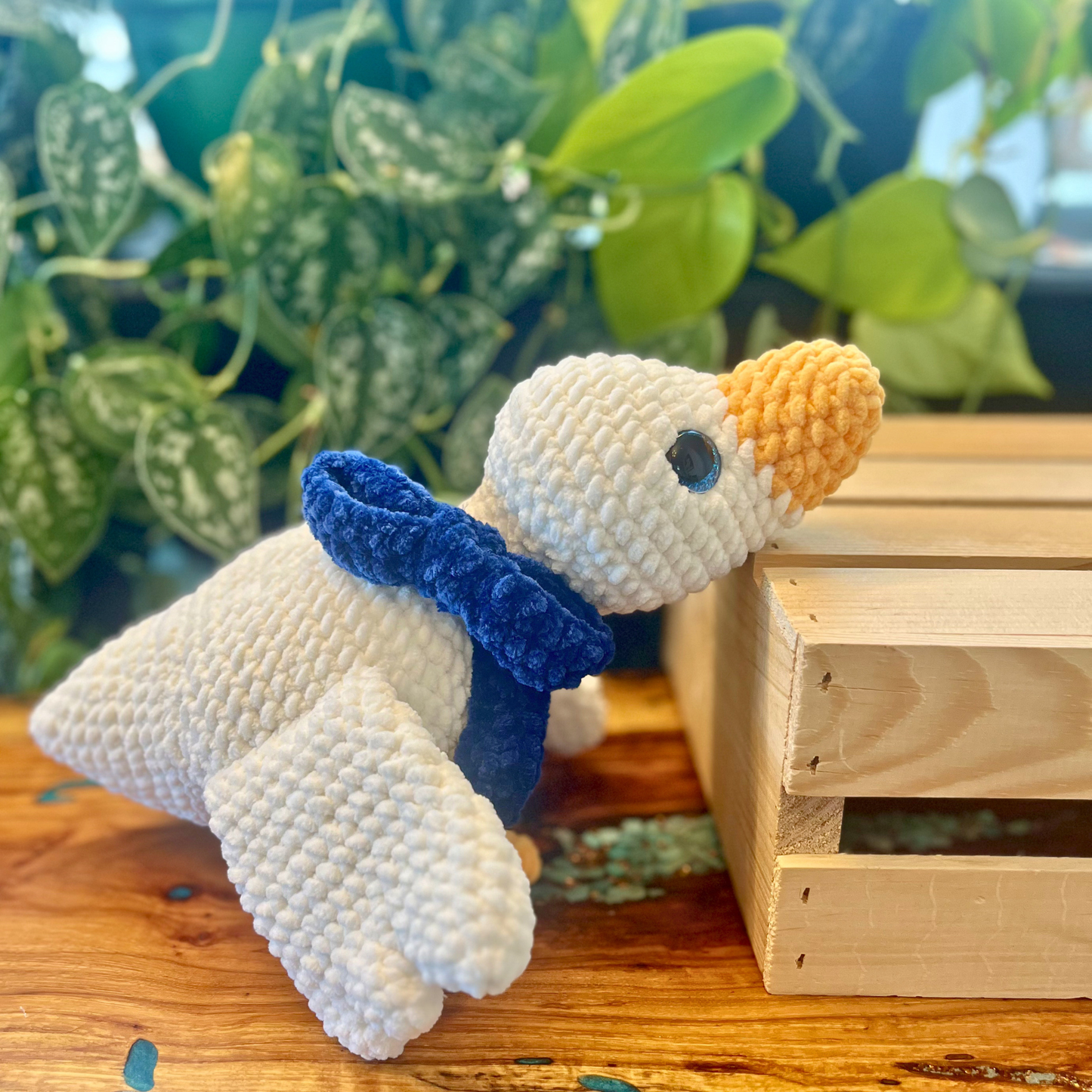 Goose Plushie - Blue Bow